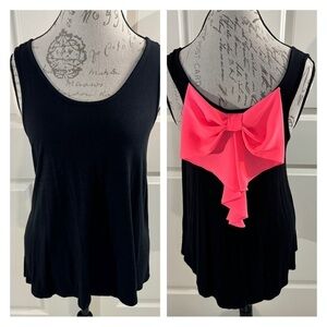 Daytrip Tank Top with Bow Detail Black/Orange Medium/Large